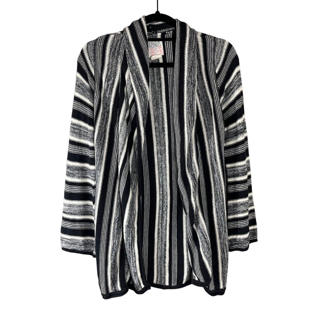 Billa Bong Women's Black, White and Gray Striped Cardigan Size Medium